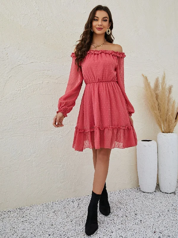 Midi dresses with mesh inserts for a trendy and breathable option KittenAlarm - Off Shoulder Ruffle Hem Chiffon Dress Midi dresses with mesh inserts for a trendy and breathable option KittenAlarm - Off Shoulder Ruffle Hem Chiffon Dress