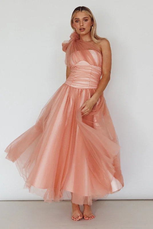 Midi dresses with cotton - blend materials for everyday comfort Let's Elope Bow Shoulder Midi Dress Lipstick Midi dresses with cotton - blend materials for everyday comfort Let's Elope Bow Shoulder Midi Dress Lipstick