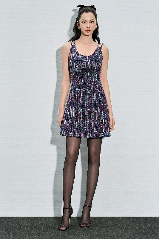 Animal print mini dresses for a bold statement Jaylee A-line Strappy Tweed Mini Dress