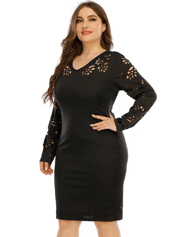Sheath midi dresses with beaded embellishments for a formal occasion KittenAlarm - Plus Cut Out Bodycon Dress