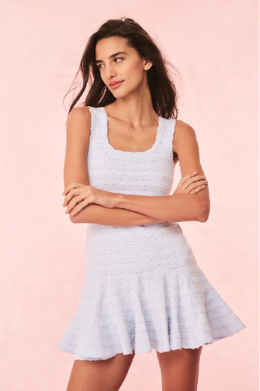 Mini dresses with ribbed textures for a unique appearance Maryanne Knit Mini Dress - MORNING SKY