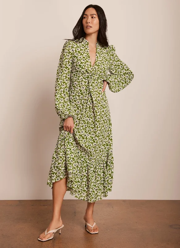 Plaid mini dresses for fall fashion Green Floral Print Midi Dress