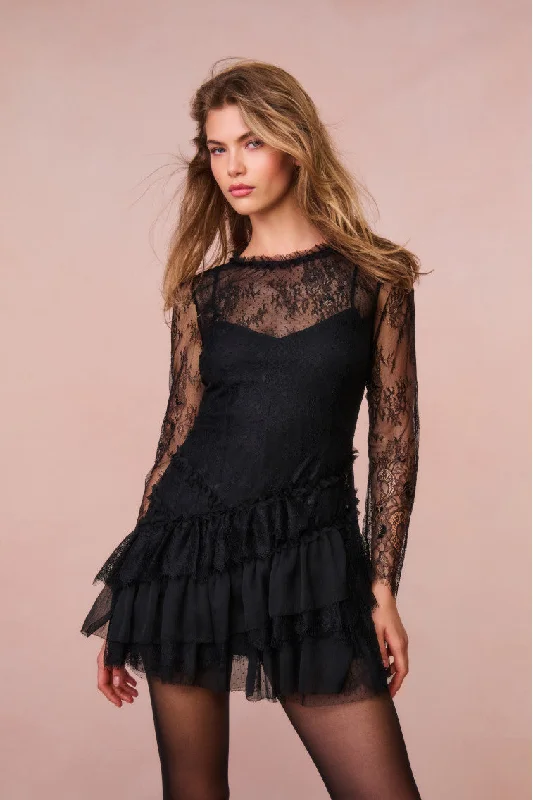 Mini dresses with button - down fronts Amberleigh Lace Mini Dress