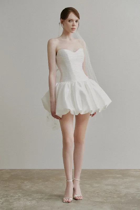Denim mini dresses with distressed details Irene Fit and Flare Sleeveless Taffeta Mini Dress