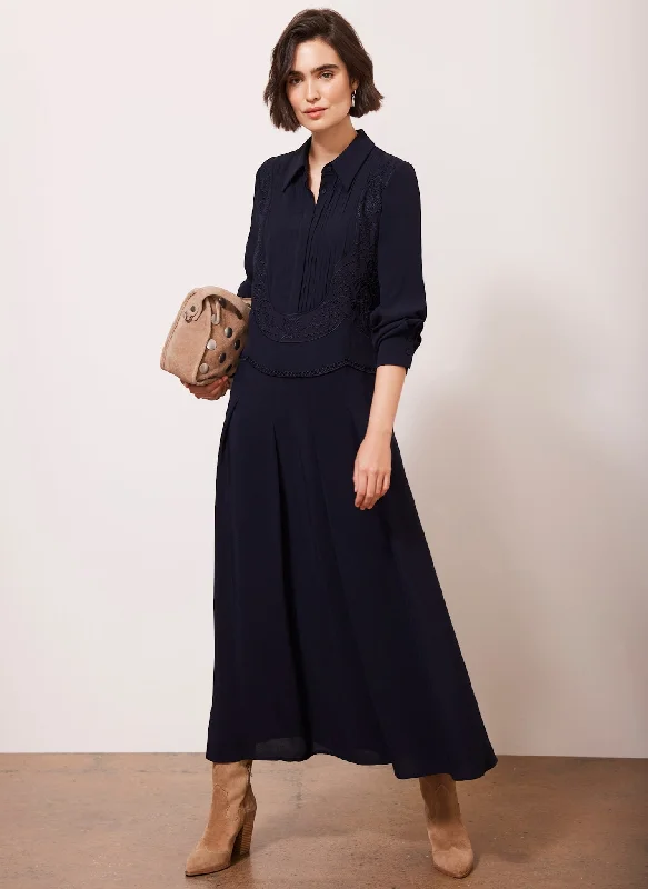 Mini dresses with fringe for a bohemian style Navy Western Detail Maxi Dress