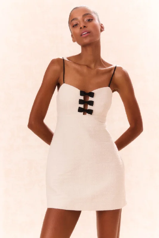Metallic mini dresses for a glamorous event Adelaide Tweed Mini Dress-CREAM