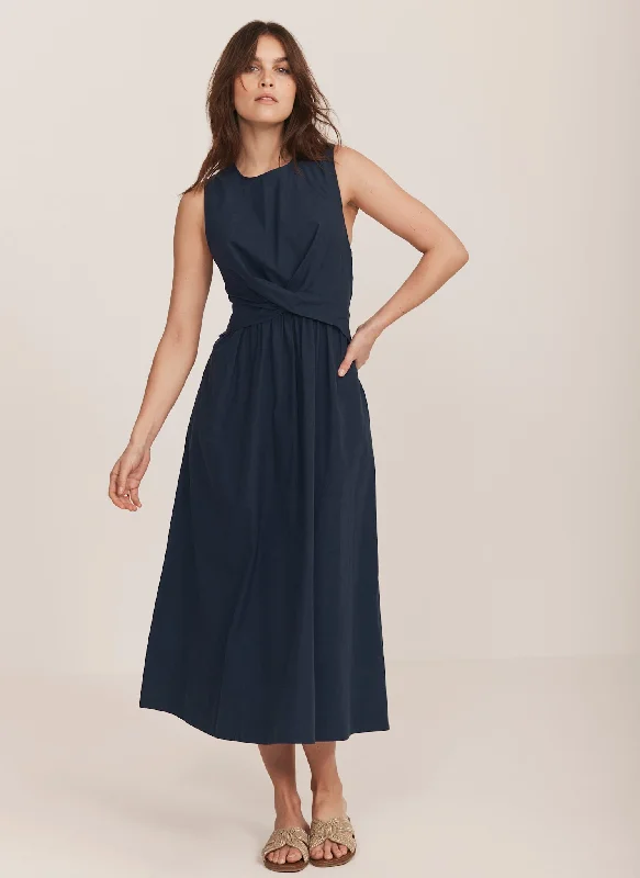 Mini dresses with mesh panels for a sexy and trendy look Navy Twist Midi Dress