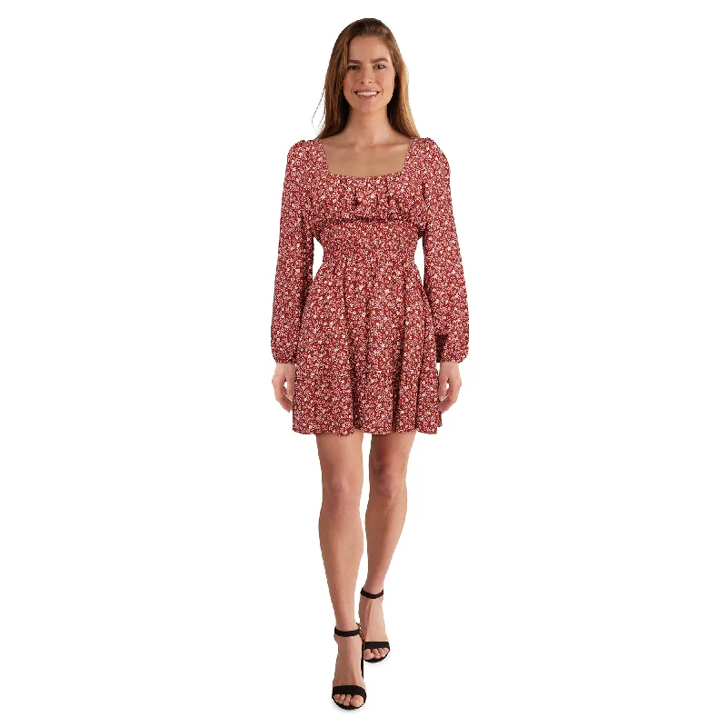 Strapless mini dresses for a beach vacation mySTYLE Women's Long Sleeve Printed Short Dress