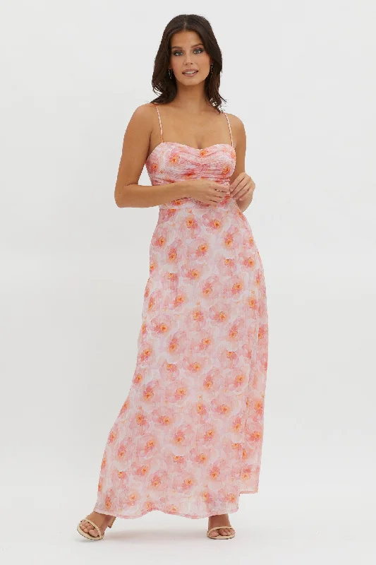 Wrap - style midi dresses in silk for a sophisticated office look Our Song Ruched Bodice Maxi Dress Orange