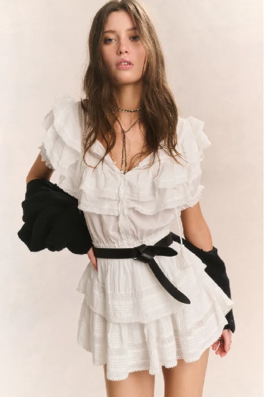 Mini dresses with cut - out details for a trendy look Liv Cotton Ruffled Dress