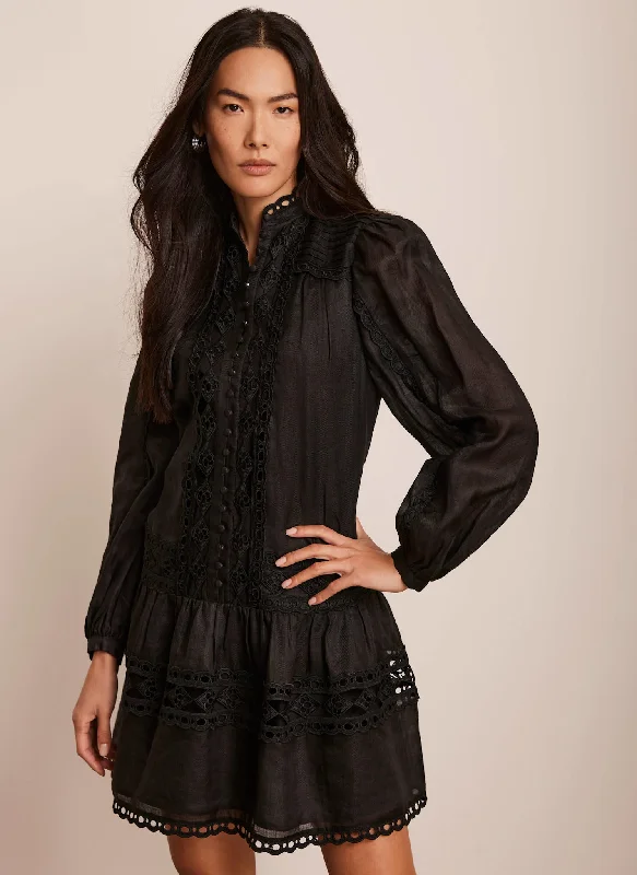 Printed mini dresses for a casual day out Black Lace Detail Mini Dress