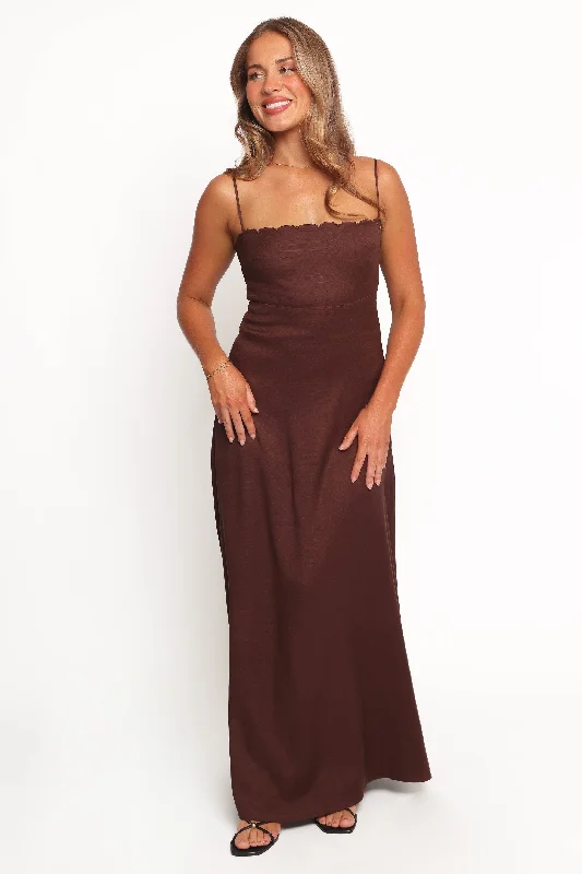 Midi dresses with tiered skirts for a bohemian festival look Skylar Midi Dress - Brown Midi dresses with tiered skirts for a bohemian festival look Skylar Midi Dress - Brown