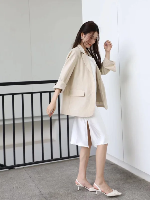 Midi dresses with puff sleeves for a vintage - inspired look Silk Slit Midi Dress