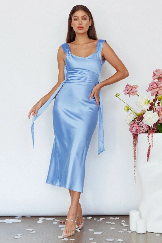 Midi dresses with ruffled bodices for a more pronounced feminine look Amielle Open Back Midi Dress Blue Midi dresses with ruffled bodices for a more pronounced feminine look Amielle Open Back Midi Dress Blue