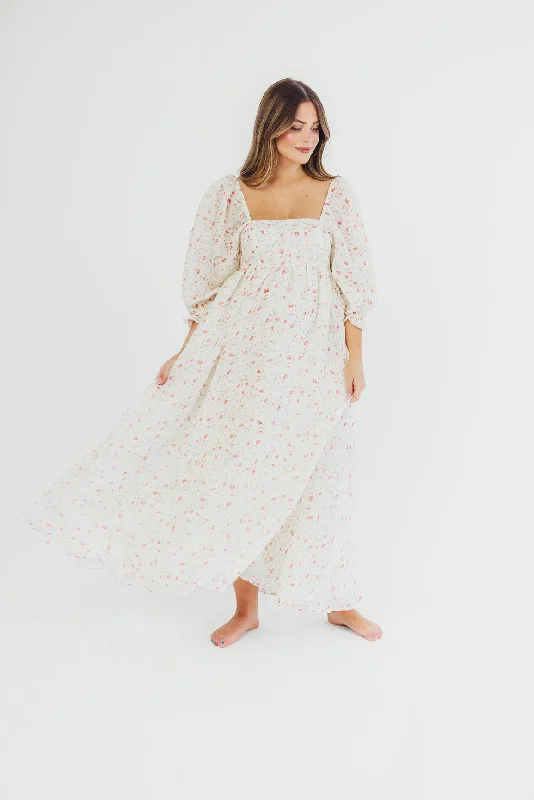 Midi dresses with side slits for a sexy and elegant appearance Mona Maxi Dress with Smocking in Ivory Floral - Bump Friendly & Inclusive Sizing (S-2XL) Midi dresses with side slits for a sexy and elegant appearance Mona Maxi Dress with Smocking in Ivory Floral - Bump Friendly & Inclusive Sizing (S-2XL)