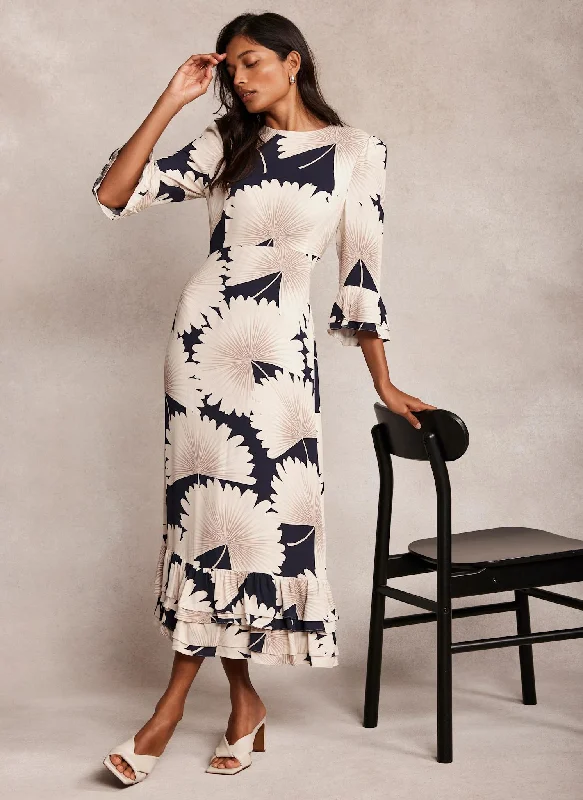 Printed mini dresses for a casual day out Navy Floral Print Midi Dress