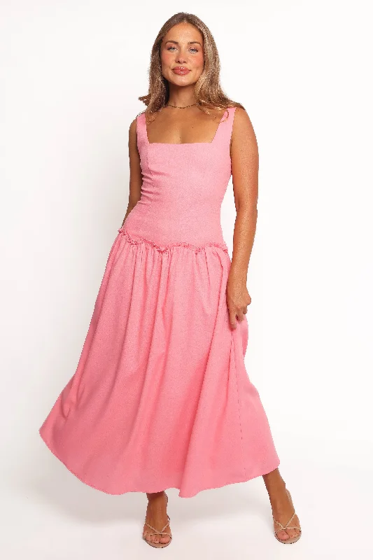 Midi dresses with off - the - shoulder necklines for a flirty look Clover Midi Dress - Pink Midi dresses with off - the - shoulder necklines for a flirty look Clover Midi Dress - Pink