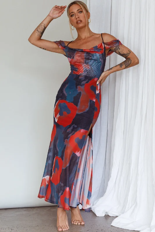 Midi dresses with empire waists for a flattering maternity option Arcadia Off-Shoulder Sleeve Midi Dress Red