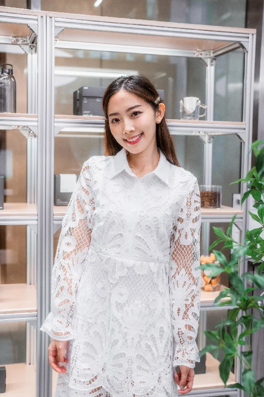 Floral print mini dresses for summer parties Jasmine White Lace Dress