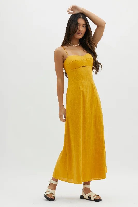 Midi dresses with button - down skirts for a unique and functional design Be Yourself Keyhole Bust Maxi Dress Sun Midi dresses with button - down skirts for a unique and functional design Be Yourself Keyhole Bust Maxi Dress Sun