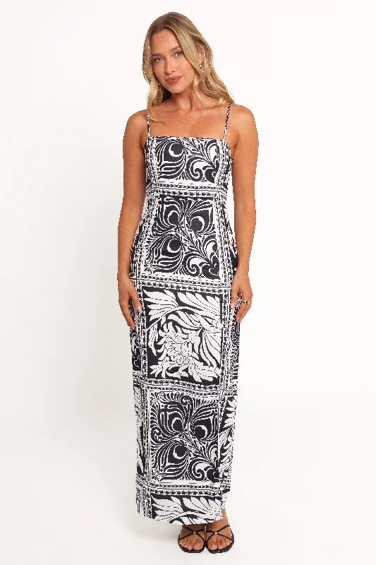 Midi dresses with ruffled sleeves for a more feminine and voluminous look Riley Printed Midi Dress - Black Midi dresses with ruffled sleeves for a more feminine and voluminous look Riley Printed Midi Dress - Black