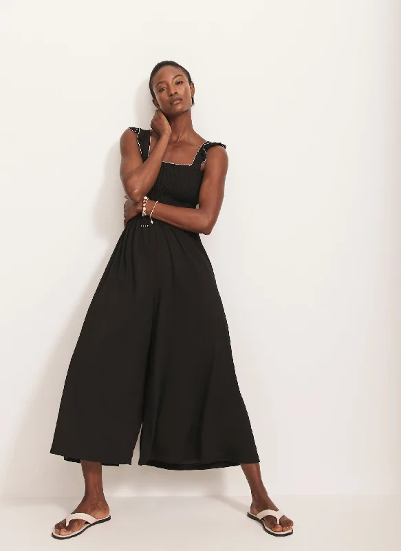 Satin mini dresses for a luxurious feel Black Wide Leg Jersey Jumpsuit