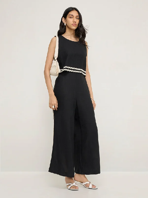 Mini dresses with criss - cross backs for a flirty look LOV Black Embroidered Jumpsuit