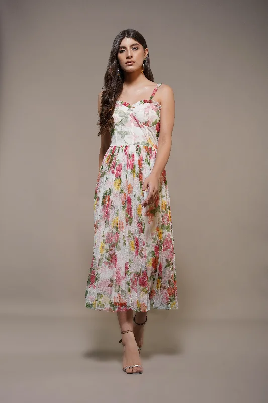 Midi dresses with abstract art prints for an artistic statement Dane Floral Tulle Corset Midi Dress Midi dresses with abstract art prints for an artistic statement Dane Floral Tulle Corset Midi Dress