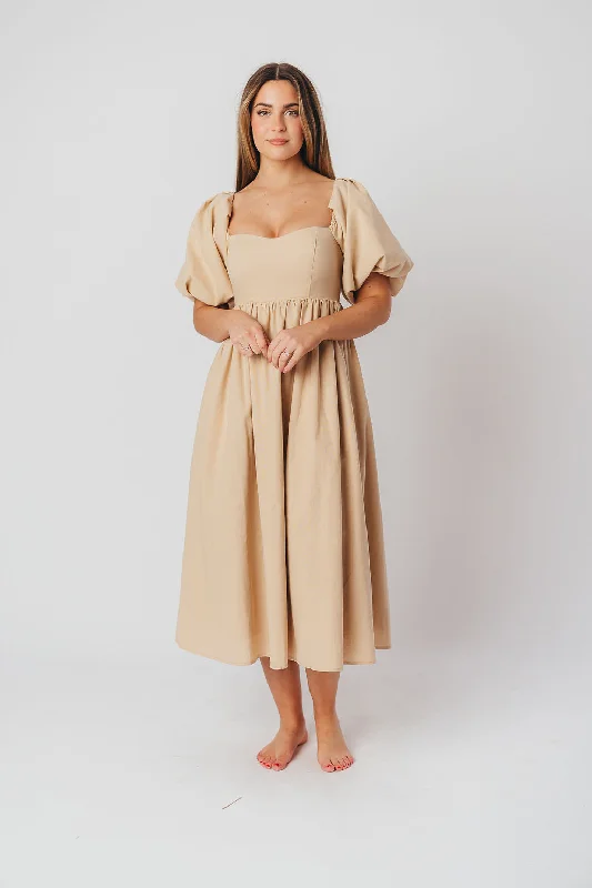 Midi dresses with halter necks for a stylish and comfortable option Hamilton Midi Dress in Taupe - Bump Friendly (S-2XL) Midi dresses with halter necks for a stylish and comfortable option Hamilton Midi Dress in Taupe - Bump Friendly (S-2XL)