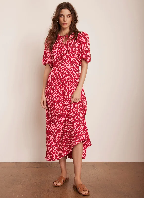 Mini dresses with side slits for a sexy appeal Red Lip Print Midi Dress