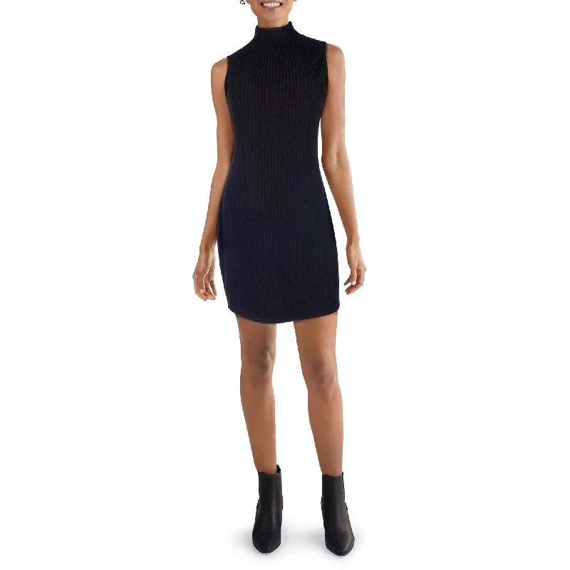 Denim mini dresses with distressed details lily morgan Women's Ribbed Mock Neck Circle Dress