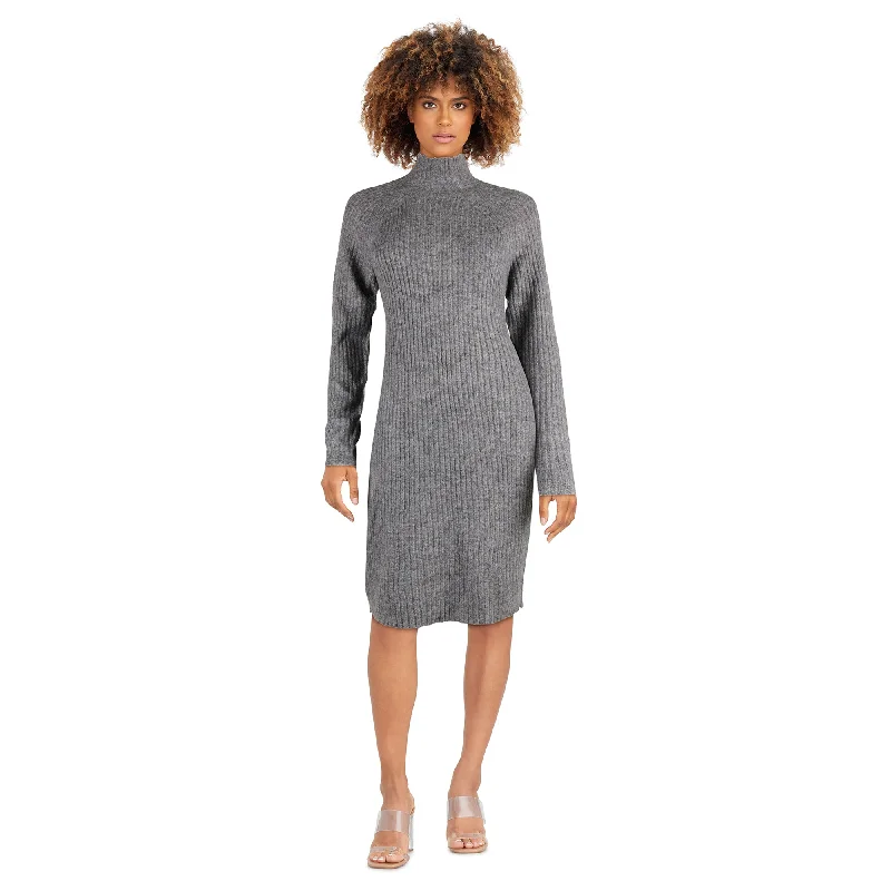 Mini dresses with bow accents for a sweet look Women's Mock Neck Long Sleeve Sweater Dress