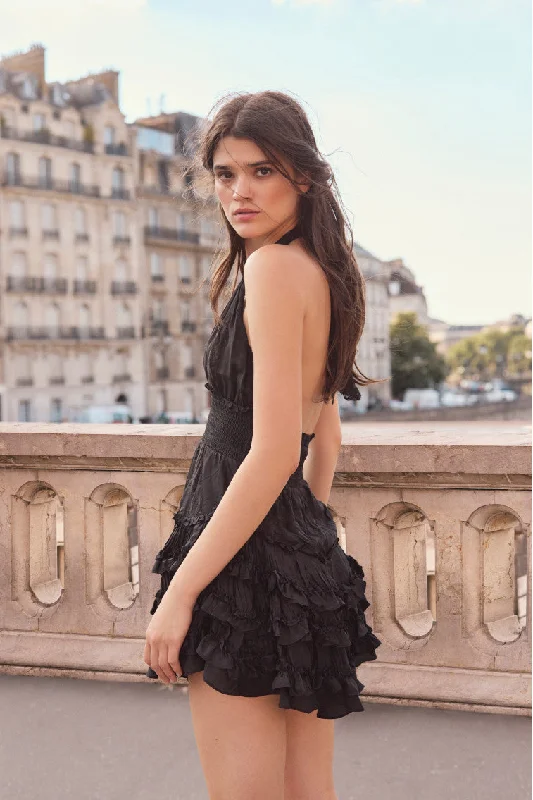 Mini dresses with fringe for a bohemian style Quintelle Ruffle Halter Mini Dress