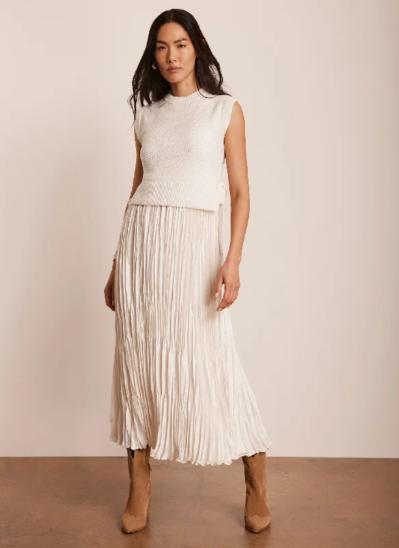 Mini dresses with embroidered details for a unique touch White Knit Layered Midi Dress