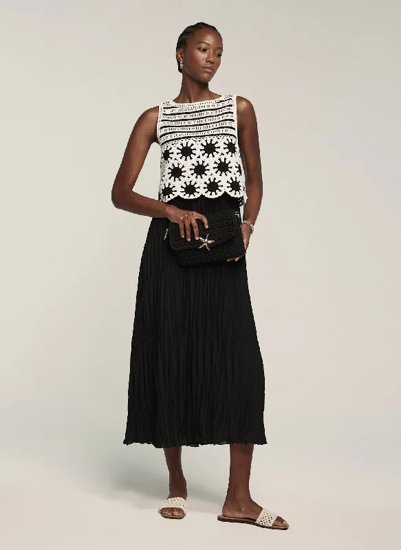 Mini dresses with keyhole necklines Black Crochet Midi Dress