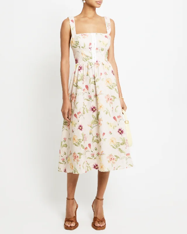 Midi dresses with fringe details for a fun and energetic style Marina Linen Dress