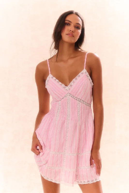 Mini dresses with spaghetti straps for a delicate look Docila Cotton Striped Dress
