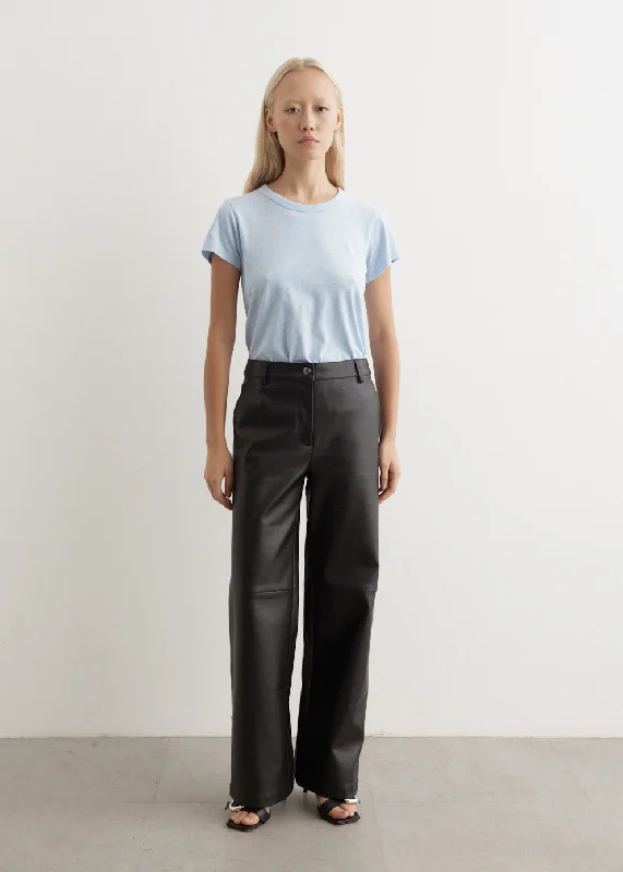 Tapered Leg Women's Wool Blend Trousers for WinterCapture Vegan Leather Pants