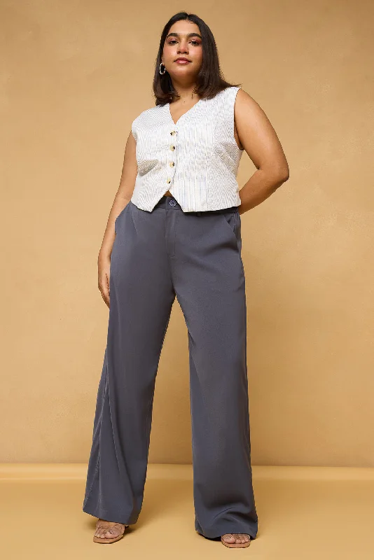 Straight - Leg Women's Vegan Leather Pants for a Chic LookCurve Charcoal Grey Sleek Korean Pants Straight - Leg Women's Vegan Leather Pants for a Chic LookCurve Charcoal Grey Sleek Korean Pants
