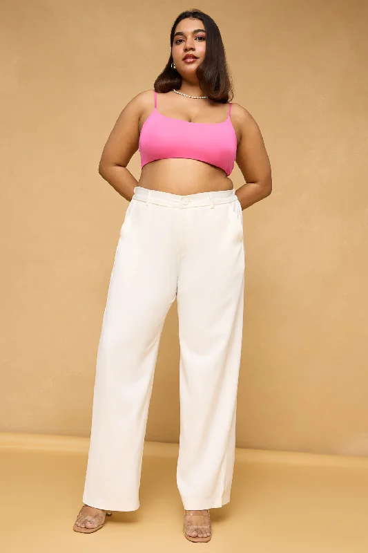 Ankle - Length Women's Printed Joggers for TravelingCurve Seoul White Sleek Korean Pants