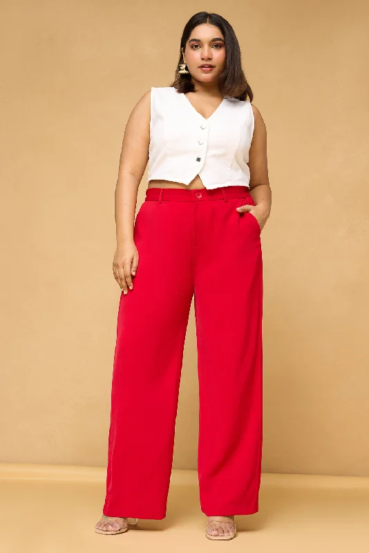 Capri Length Women's Printed Yoga Pants for Workout SessionsCurve Scarlet Red Sleek Korean Pants Capri Length Women's Printed Yoga Pants for Workout SessionsCurve Scarlet Red Sleek Korean Pants