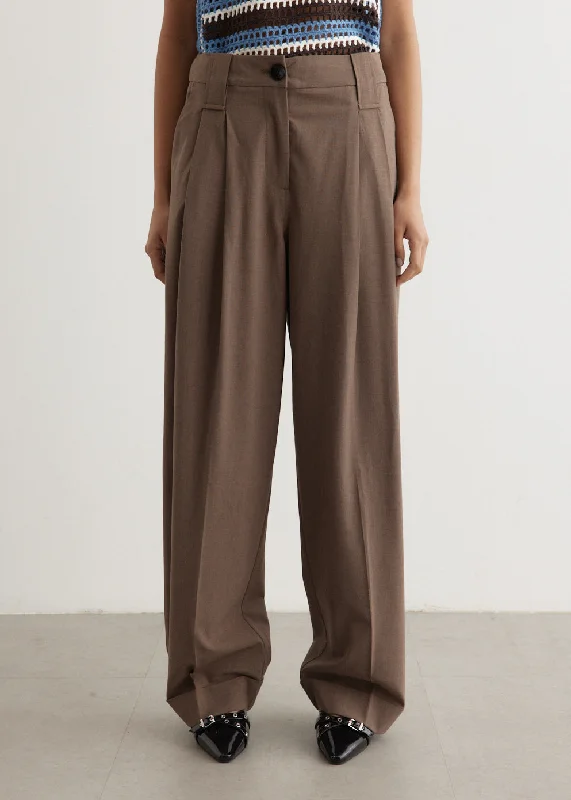 Cropped Women's Corduroy Pants in Autumn ColorsDrapey Melange Mid Waist Pleat Loose Pants