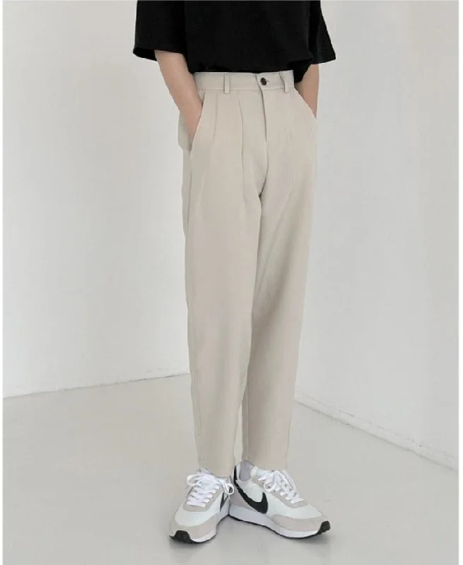 Elastic Waist Drapey Straight Suit Pants