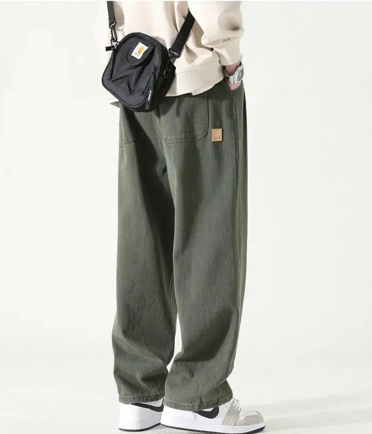 Elastic Waist Straight Casual Pants