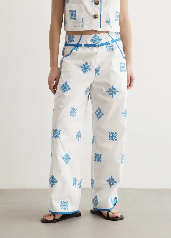Cigarette Style Women's Printed Linen Blend Pants for Casual DaysEsteban Pants