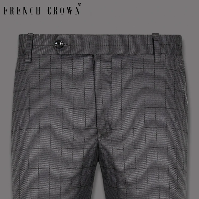 Fuscous Gray Windowpane Wool Rich Pant