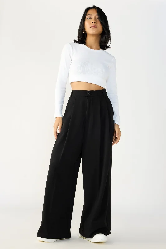 Plus Size Women's Patchwork - Design Jeans for a Unique AppearanceBlack Flared Formal Korean Pants Plus Size Women's Patchwork - Design Jeans for a Unique AppearanceBlack Flared Formal Korean Pants