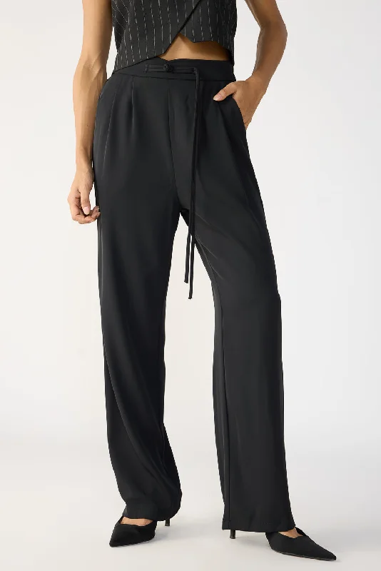 Plus Size Women's Drawstring - Waist Loungewear Pants in Soft FabricsCaviar Black Knotted Waist Korean Pants Plus Size Women's Drawstring - Waist Loungewear Pants in Soft FabricsCaviar Black Knotted Waist Korean Pants