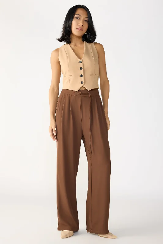 Plus Size Women's High - Waisted Bootcut Jeans in Distressed StyleMocha Brown Knotted Waist Korean Pants Plus Size Women's High - Waisted Bootcut Jeans in Distressed StyleMocha Brown Knotted Waist Korean Pants