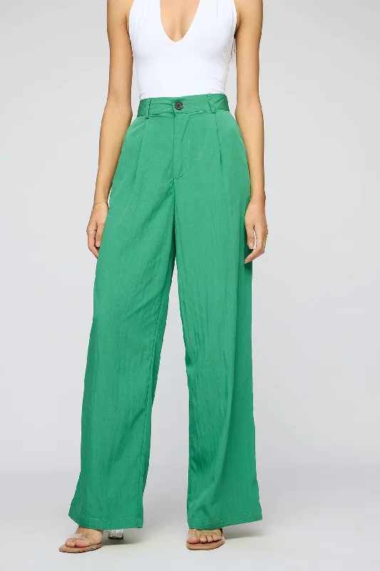 Bell - Bottom Style Women's Denim Pants with Embroidered DetailsLush Green Pleated Straight Fit Korean Pants Bell - Bottom Style Women's Denim Pants with Embroidered DetailsLush Green Pleated Straight Fit Korean Pants